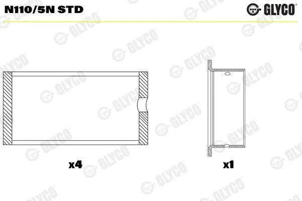 Підшипник кулачкового вала GLYCO N110/5N STD (фото 1)