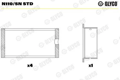 Підшипник кулачкового вала GLYCO N110/5N STD