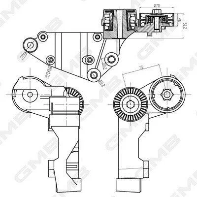 FORD Ролик натяжной Focus 1.8TDCi/TDDi -04, Transit Connect 1.8Di/TDCi 02-. GMB GAT32360 (фото 1)