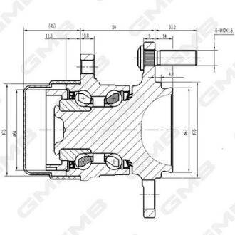 HYUNDAI Маточина колеса зад. VELOSTER 1.6 11-17, ELANTRA 1.6/1.8 05- GMB GH34980T