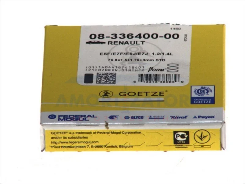 Комплект кілець поршневих з 3 шт. GOETZE 0833640000 (фото 1)