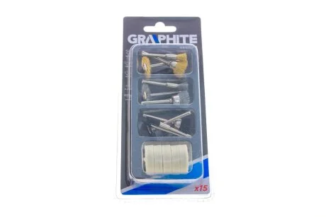 Набір аксесуарів для міні дрилі, щітки, толі, 15 шт. GRAPHITE 55H078