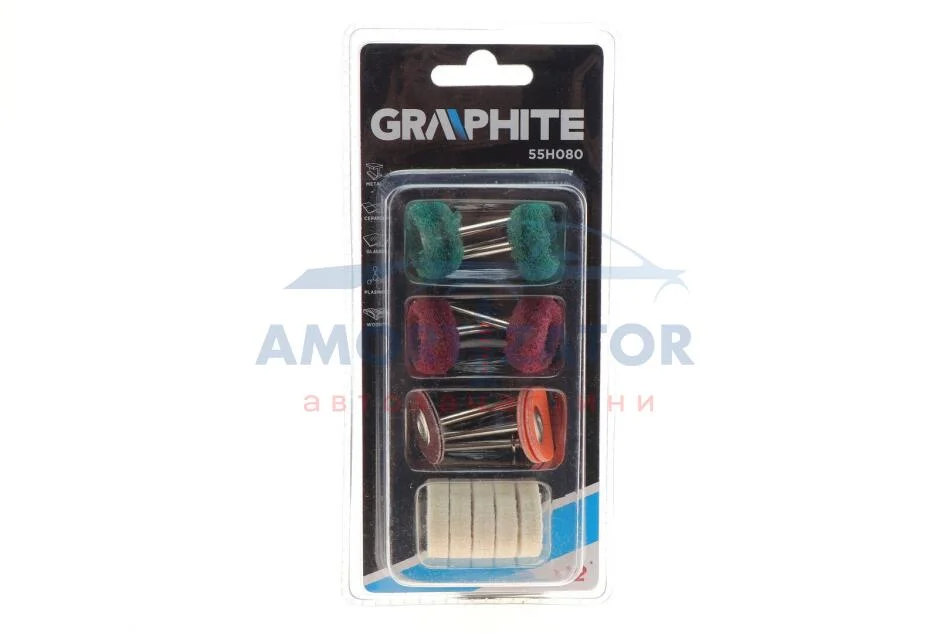 Набір аксесуарів для міні дрилі, неткані щітки, толі, 12шт. GRAPHITE 55H080 (фото 1)