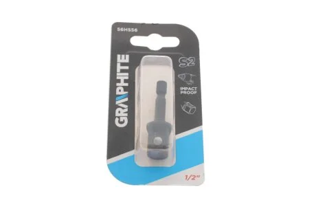 Ударний адаптер 1/4 ”- Hex 1/2” Square GRAPHITE 56H556