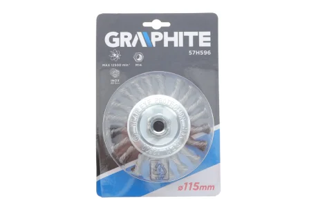 Щітка дротяна дискова, 115 мм x M14, INOX GRAPHITE 57H596