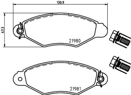 Комплект гальмівних накладок, дискове гальмо HELLA PAGID 8DB 355 019-311