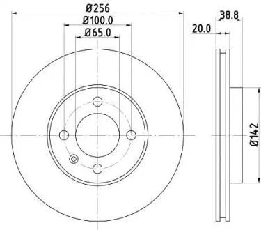 HELLA PRO VW гальмівний диск передн. CADDY II, GOLF III, SEAT PAGID 8DD 355 101321