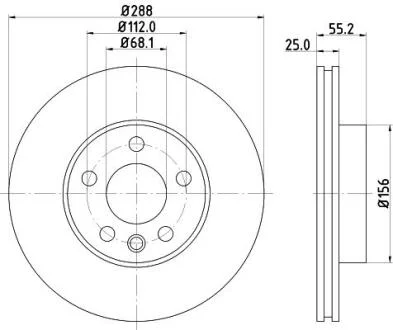 HELLA PRO диск гальмівний перед. (вентил.) VW Sharan 95- FORD Galaxy SEAT (288*25) PAGID 8DD 355 104481