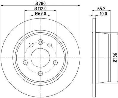 HELLA PRO HIGH CARBON DB диск гальмівний задн. Vito 95-03 (280*10) HELLA PAGID 8DD 355 104-541