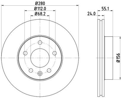 Диск гальмівний з покриттям PRO; передн. HELLA PAGID 8DD 355 105-591