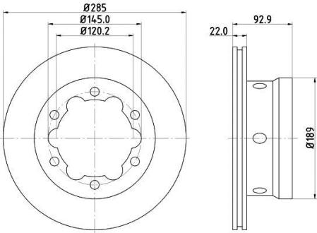 Гальмівний диск заднiй DB Sprinter Series (W906)/Sprinter Series (W903)/Sprinter Series (W904)/LT (95-06) HELLA PAGID 8DD 355 105-811
