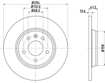 HELLA PRO VW диск гальмівний задн. T4, Sharan 00- SEAT FORD (294*13,5) PAGID 8DD 355 106661