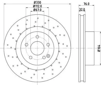 HELLA PRO DB диск гальмівний перед. (вентил.) W220 (330*32) PAGID 8DD 355 106851