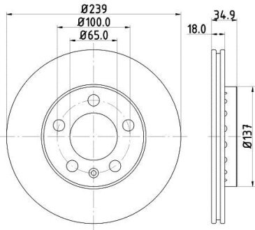 HELLA PRO VW диск гальмівний перед. (вентил.) Polo 01- SKODA Fabia (239*18) PAGID 8DD 355 107-651