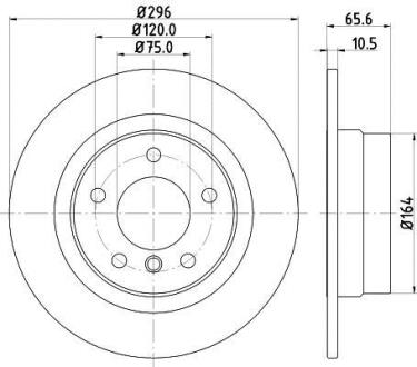 HELLA PRO BMW диск гальмівний задн. 1 E81/87, 3 E90 03- HELLA PAGID 8DD 355 111-301