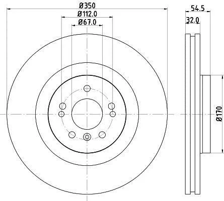 HELLA PRO DB гальмівний диск вентил. W164, W251 PAGID 8DD 355 113191 (фото 1)