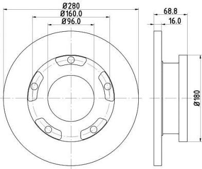 HELLA FORD диск гальм. задн. Transit 06- (з кільцем ABS) HELLA PAGID 8DD 355 113-811