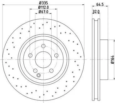 Гальмівний диск передній Mercedes S (W221) 2.2D-5.5 10.05-12.13 PAGID 8DD 355 115011