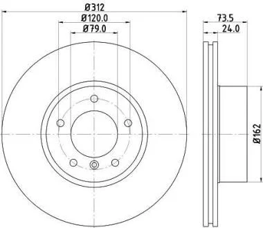 HELLA PRO BMW гальмівний диск передн. 3 E90 07- PAGID 8DD 355 115381