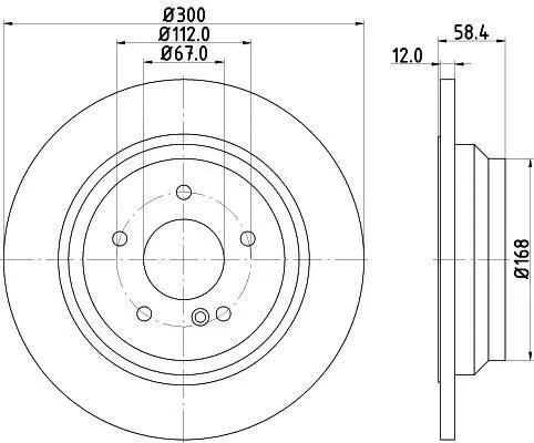 HELLA PRO DB гальмівний диск задн. W221, R230 PAGID 8DD 355 115411 (фото 1)