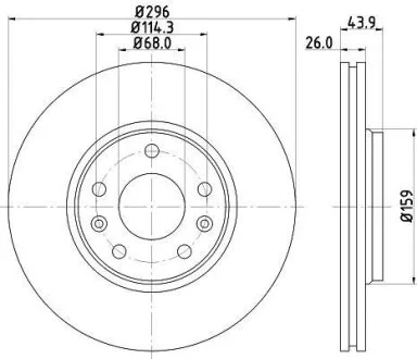 HELLA RENAULT Диск гальмівний передній (296*26) Laguna 07-. PAGID 8DD 355 116161