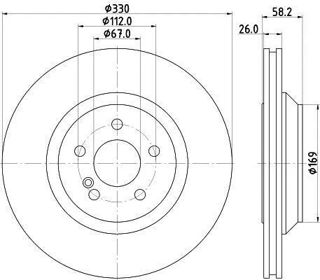 HELLA PRO DB гальмівний диск задн. W221, C216 PAGID 8DD 355 116281 (фото 1)