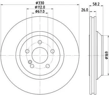 HELLA PRO DB гальмівний диск задн. W221, C216 PAGID 8DD 355 116281