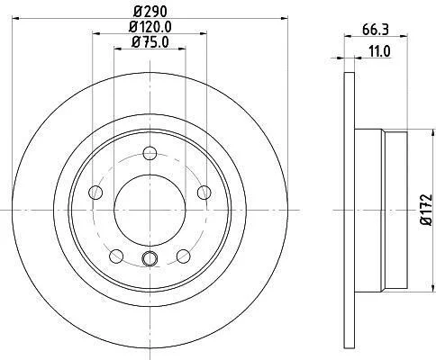HELLA PRO BMW диск гальмівний задній 3 F20, 2/F22 PAGID 8DD 355 120231 (фото 1)
