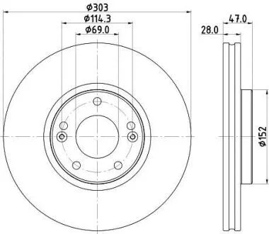 HELLA PRO HYUNDAI гальмівний диск передн. GRANDEUR 2.2, 2.4, 3.3, KIA PAGID 8DD 355 122501