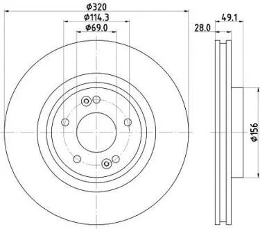 HELLA PRO KIA диск гальм. передн. SORENTO 15- PAGID 8DD 355 125121
