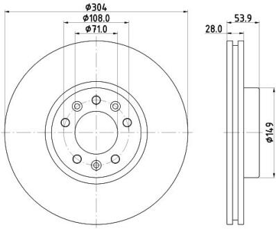 Диск гальмівний з покриттям PRO; передн. HELLA PAGID 8DD 355 125-411