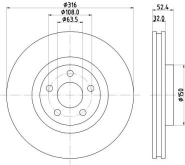 HELLA PRO FORD гальмівний диск S-MAX 2.0TDCI 15- HELLA PAGID 8DD 355 126-701