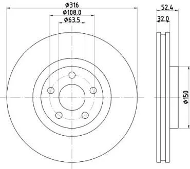 HELLA PRO FORD гальмівний диск S-MAX 2.0TDCI 15- PAGID 8DD 355 126701
