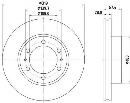 Диск гальмівний з покриттям PRO; передн. HELLA PAGID 8DD355126771