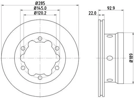 HELLA PRO HIGH CARBON DB диск гальмівний задн. (вентил.) Sprinter 95-06 VW LT 96- PAGID 8DD 355 127351