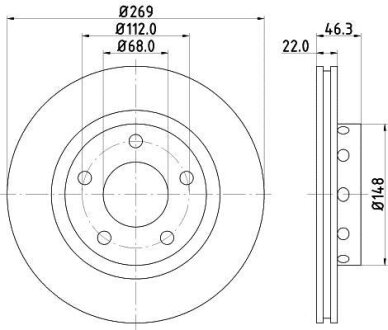 HELLA PRO HIGH CARBON AUDI Гальмівний диск A8 D2 95- PAGID 8DD 355 127-431