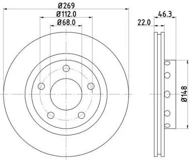 HELLA PRO HIGH CARBON AUDI Гальмівний диск A8 D2 95- PAGID 8DD 355 127431