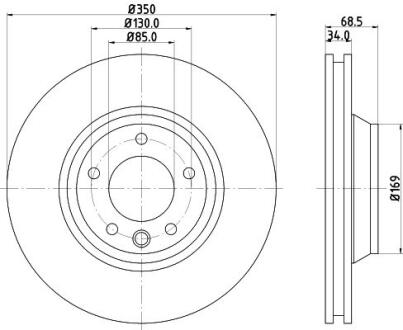 HELLA PRO HIGH CARBON AUDI диск гальм. передн прав. Q7 06- VW Touareg 5.0TDI HELLA PAGID 8DD 355 128-071