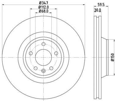 (High Carbon)Диск гальмівний перед. Audi A6, A6 Allroad 2.0-4.2 05.04-08.11 HELLA PAGID 8DD 355 128-311