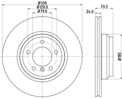 HELLA PRO HIGH CARBON BMW гальмівний диск передн. 1 (E81), 1 (E87), 3 (E90), 3 Touring (E91), 3 Купе (E92) PAGID 8DD 355 128431