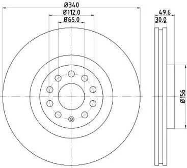 HELLA PRO HIGH CARBON AUDI диск гальм. передн. A3, Q3, SEAT, SKODA, VW PAGID 8DD 355 129241
