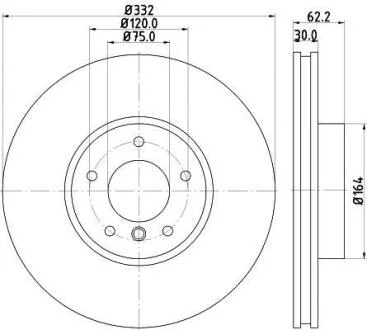 HELLA PRO HIGH CARBON BMW диск гальмівний передній X5 E70,X6 E71 xDrive 06- PAGID 8DD 355 129291