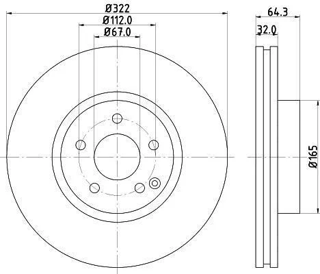 HELLA PRO HIGH CARBON DB диск гальмівний передн. W203/204, E212 PAGID 8DD 355 129521 (фото 1)