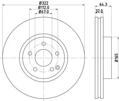HELLA PRO HIGH CARBON DB диск гальмівний передн. W203/204, E212 PAGID 8DD 355 129521