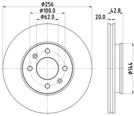 HELLA PRO KIA диск гальм. передн. Picanto 17- PAGID 8DD 355 130001 (фото 1)
