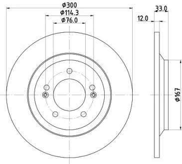 HELLA PRO HYUNDAI гальмівний диск задн. i30 17- PAGID 8DD 355 131381