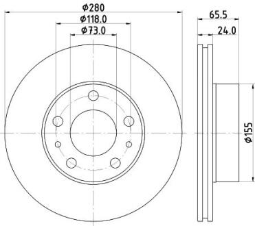HELLA PRO FIAT диск гальмівний передн. Ducato, Citroen Jumper, Peugeot 94- HELLA PAGID 8DD 355 132-141