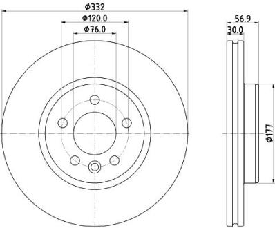 HELLA PRO HIGH CARBON VW диск гальмівний передн. AMAROK 2.0 11- HELLA PAGID 8DD 355 132-561