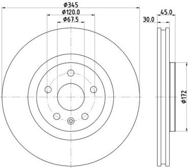 HELLA PRO HIGH CARBON OPEL гальмівний диск передн. INSIGNIA 17- HELLA PAGID 8DD 355 132-621