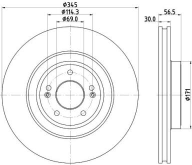 HELLA PRO HIGH CARBON KIA гальмівний диск передн. STINGER 2.0 17-, GENESIS HELLA PAGID 8DD 355 132-651